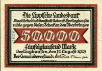 Rückseite Oerlinghausen 50000 Mark 