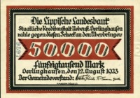 Rckseite Oerlinghausen 50000 Mark 