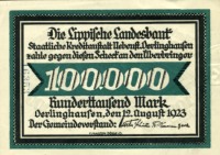 Rückseite Oerlinghausen 100000 Mark 