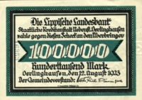 Rckseite Oerlinghausen 100000 Mark 