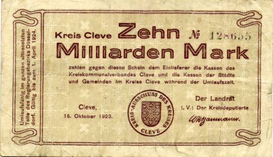 Kreis Cleve Zehn Milliarden Mark 