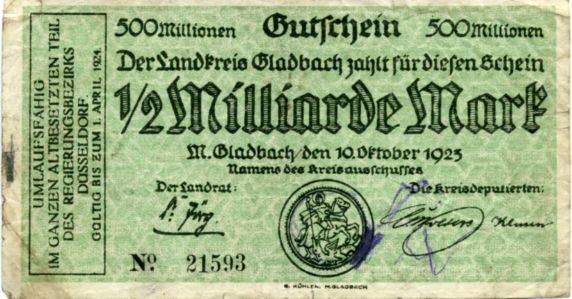 M. Gladbach; ½ Milliarde Mark