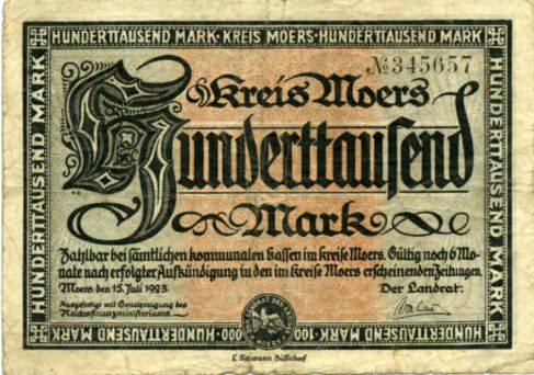 Kreis Moers; Hunderttausend Mark