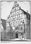 Hexenbürgermeisterhaus  in Lemgo; Federzeichnung von Gerhard Wedepohl